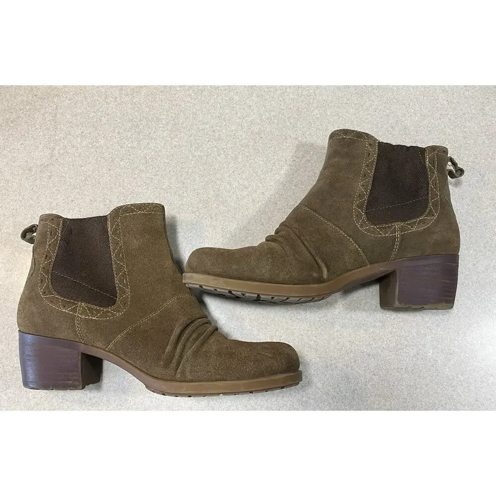 Earth Denali Aspect Ankle Boots Women's Size 10M Dark Khaki Suede Boots Outdoors